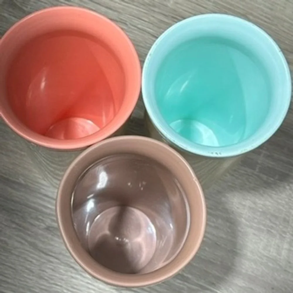 VTG MCM Raffiaware Thermo Tumblers Plastic Insulated Set of 3 Tiki Kitsch RARE